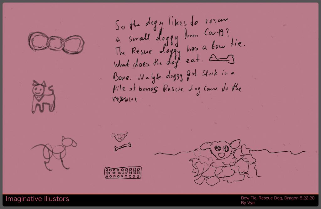 Imaginative Illustrators Prompts Bow Tie, Rescue Dog, Soup Dragon