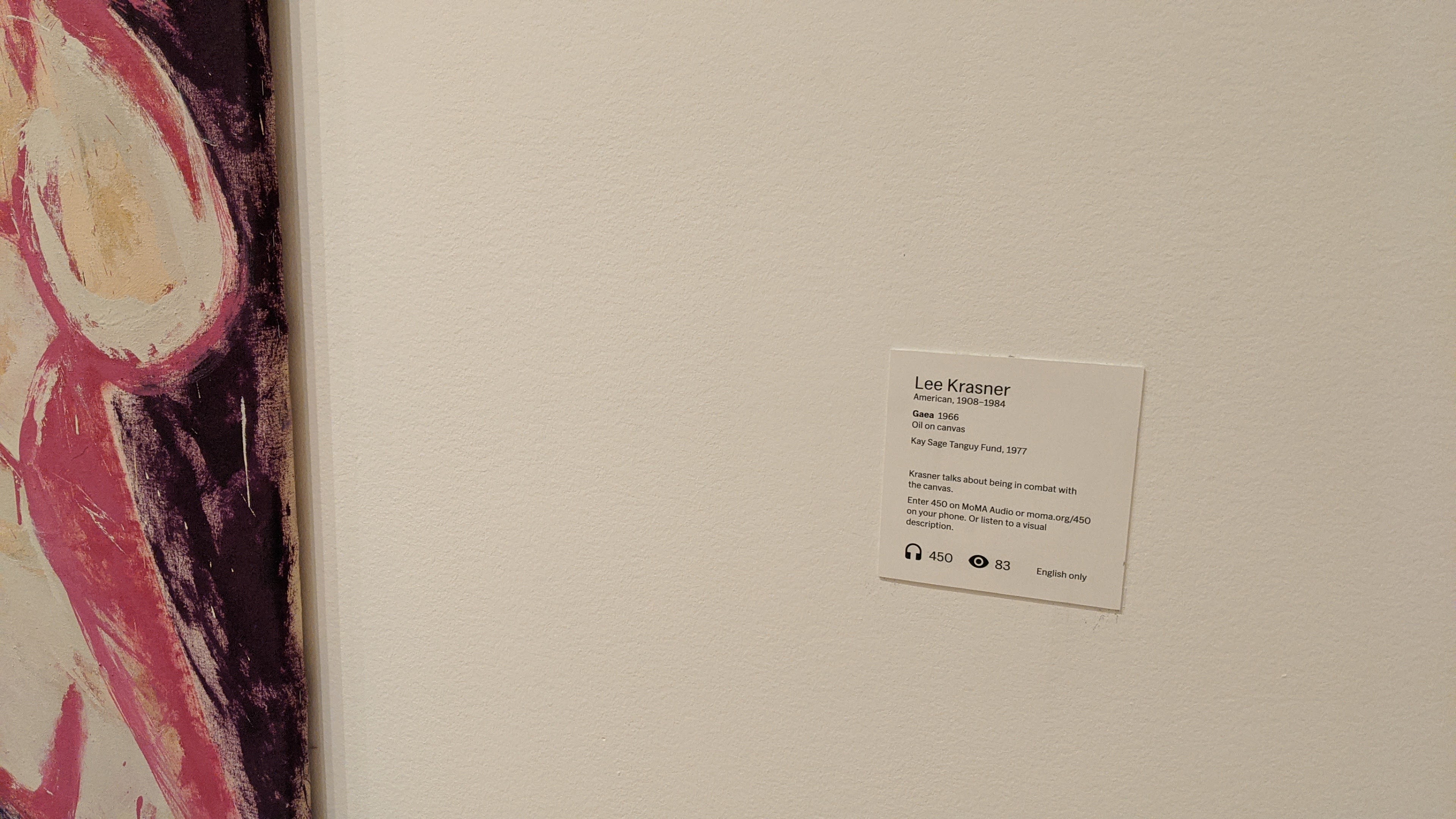 MoMa Museum Lee Krasner Combat with Canvus