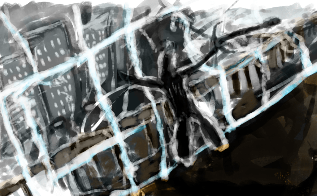 trapped behind the wall