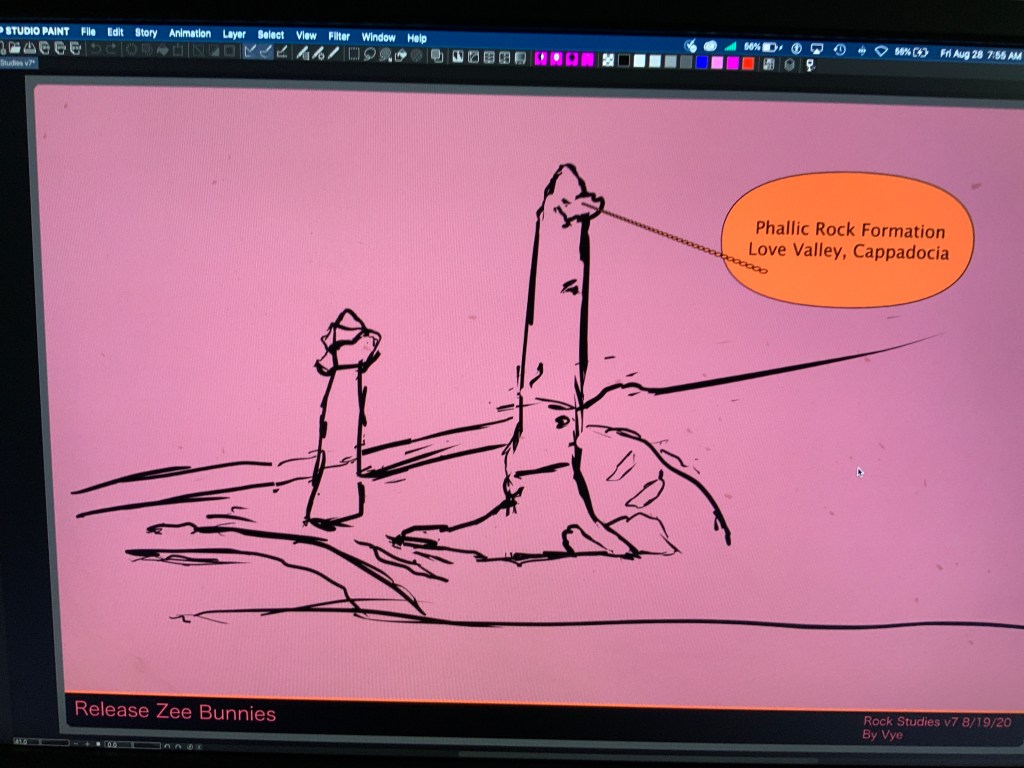 Drawing plan 50 Phallic Rock Formation Love Valley, Cappadocia