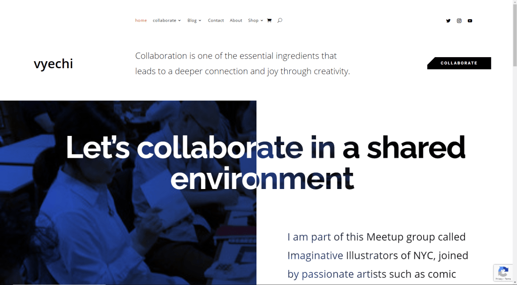 Divi vyechi home webpage