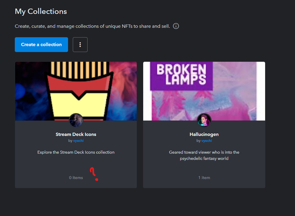 items do not appear in the collection