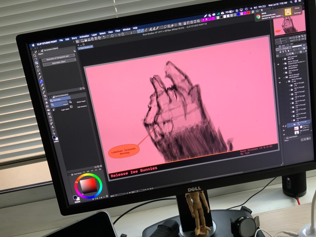 Rock Study drawing of Loboten Islands in Norway. Drawing Plan 13