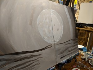 Unfinished Two Birds In Front of Moonlight - Muse Paintbar